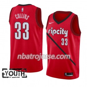 Barn Portland Trail Blazers Tröja Zach Collins 33 2018-19 Nike Röd Swingman
